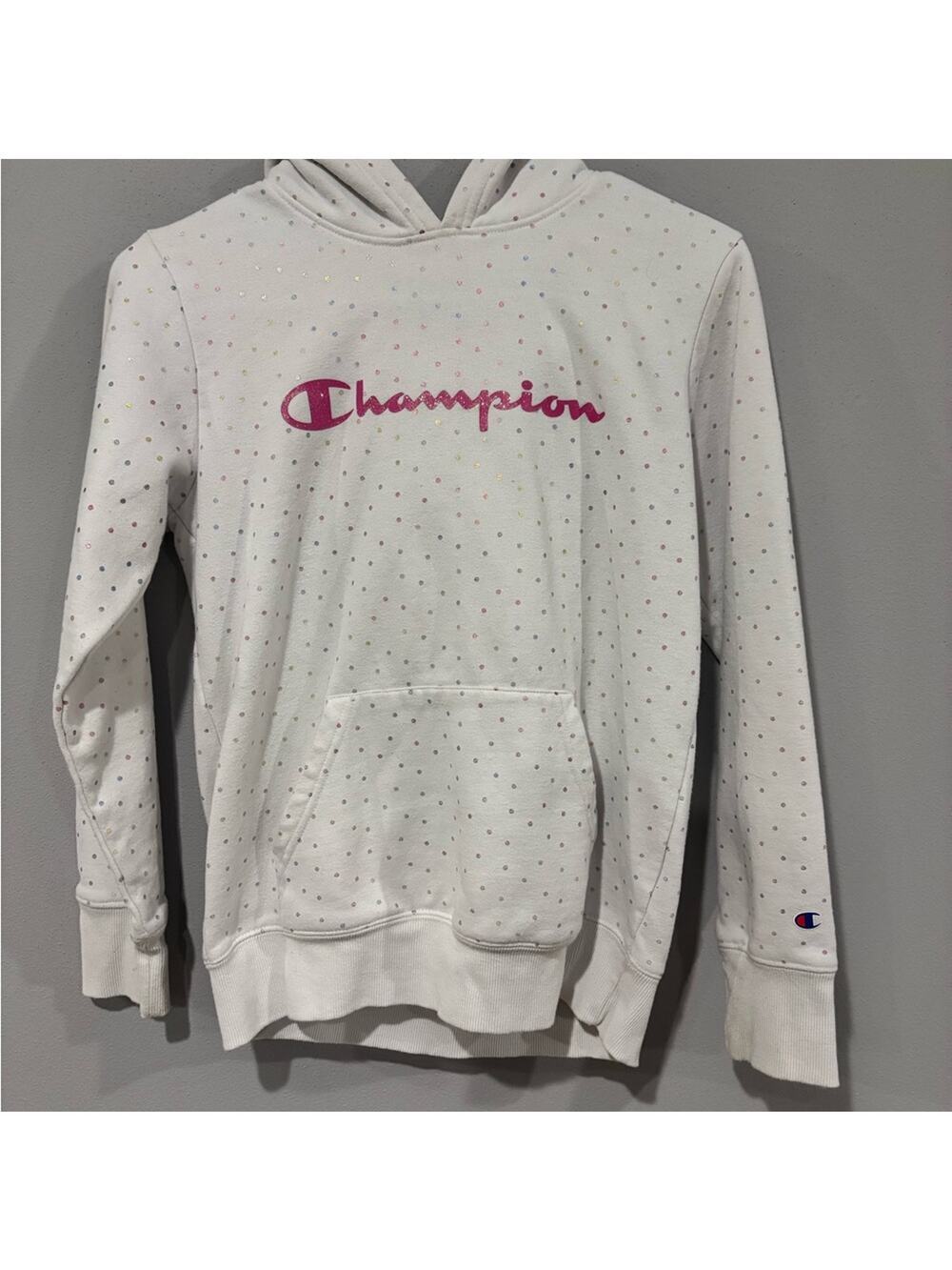 Champion White Hoodie with Colorful Dots Girls 14/16